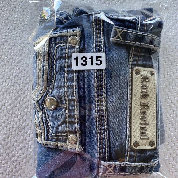 Rock Revival Jeans Women's 28 Easy Straight Tetbury Flap Pocket Bling Low Rise - Picture 16 of 16